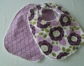 Baby Girl Bibs- Set of 2 - Purple flowers and lattice