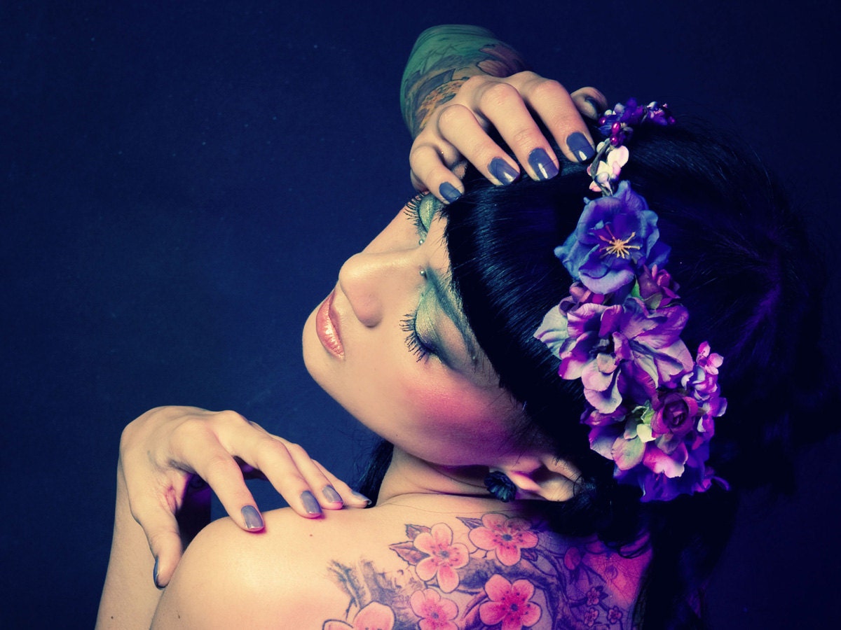 Aki: A purple, lavender and plum floral crown