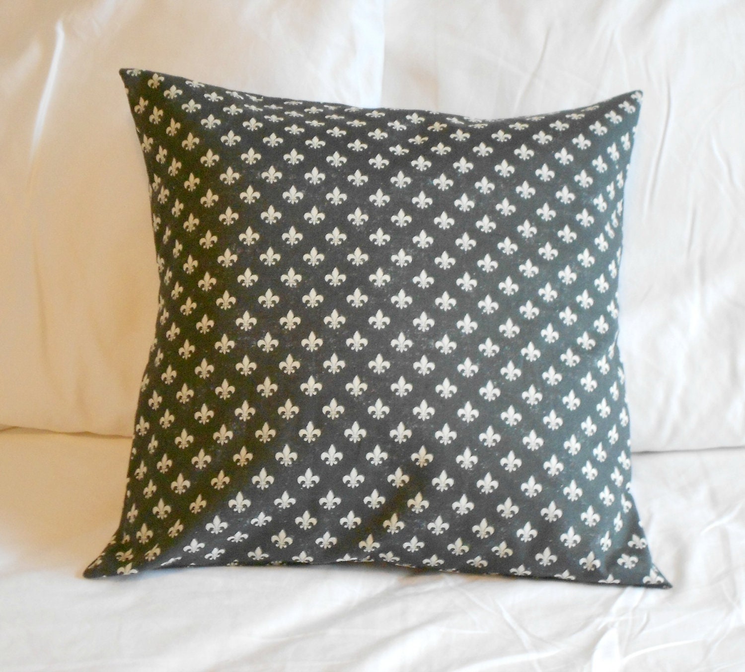 Black pillow cover fleur de lis Paris 16 inch