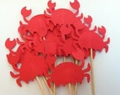 12 crab cupcake toppers-appetizer picks-food picks-birthday cupcake toppers