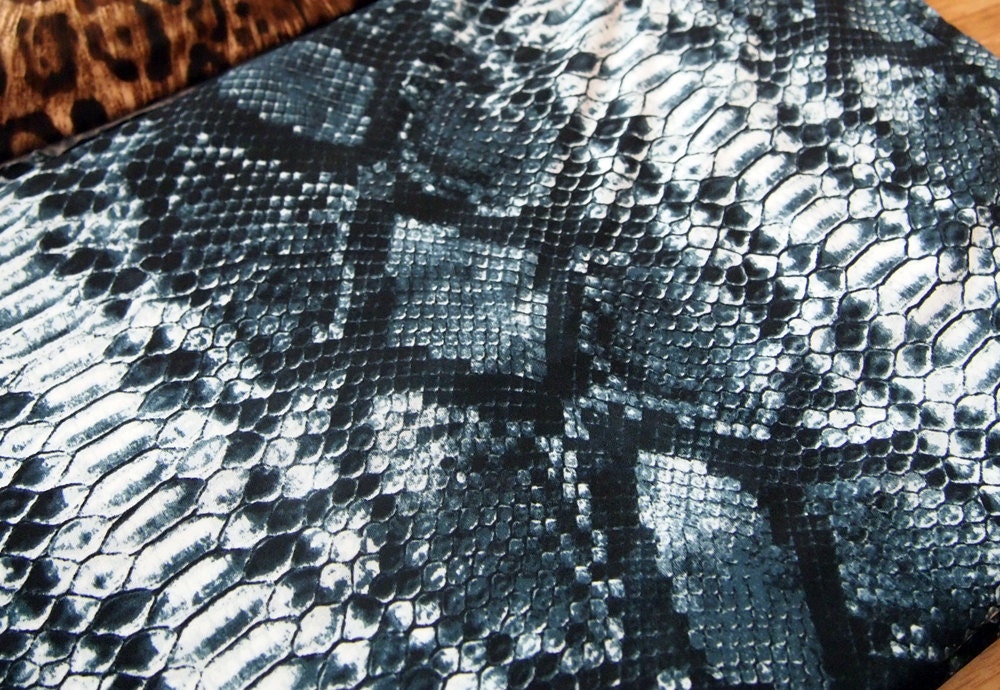 1 yard - Blue Snake Skin Print - Stretch Polyester Lycra Jersey Knit Fabric