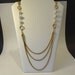 Long Gold and Faux Pearl Necklace With Multi Strands of Link Chain - Vintage 1970's Chanel Style
