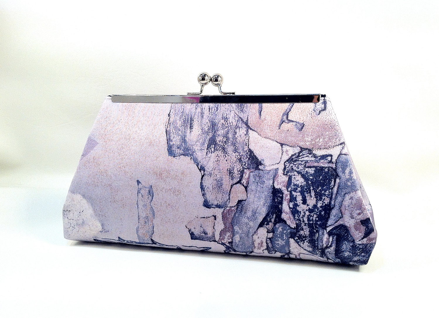 Vintage Recycled fabric clutch, reclaimed, Thrifed, Purple, Grey Pattern, purse, evening bag,