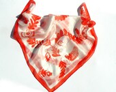 Hungarian folktale Hand painted silk scarf Hungarian pattern, white, red