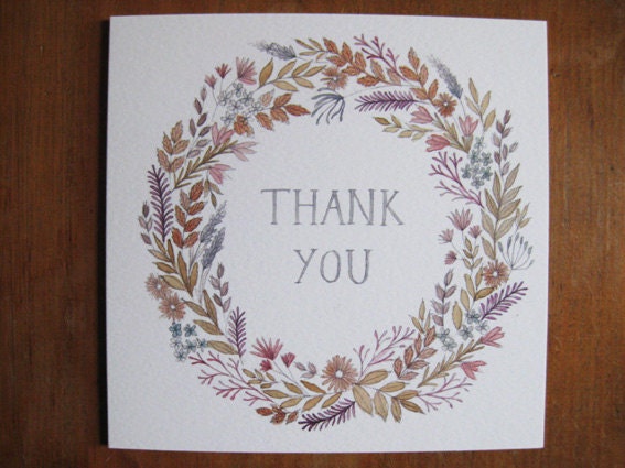 Floral Wreath Thankyou Greetings Card
