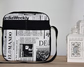Newspaper Prints Messenger Bag/Eco-Friendly Diaper Bag/Cross Body Bag/ Black White Shoulder Bag/Unisex/Ready To Ship