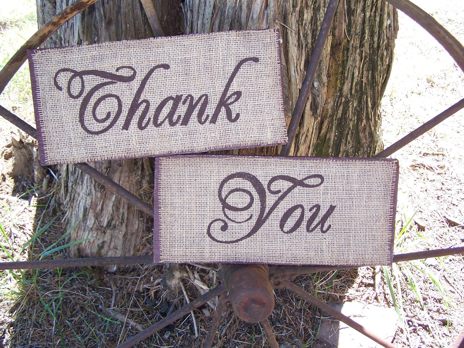 Rustic Hand Painted Burlap Signs "Thank You", "Welcome", "I Do", "We Did", "Marry Me", "Mr. & Mrs", "We're Engaged", "Getting Married"