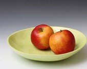 Light Green Ceramic Pottery Bowl for Serving, Mixing, Fruit or Display 9 3/4 inches - ready to ship