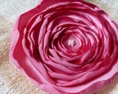 Rose Hair Clip Pin Combo Handmade Fabric Flower Brooch Hair Clip Medium Pink in Color Large