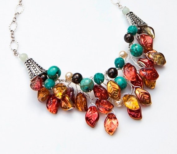 Turquoise Statement Necklace, Bib Necklace, Nature Jewelry, Southwest Jewelry