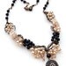 Cream Black Statement Necklace,Vintage Style Necklace, Bridal Jewelry Twisted Wire Jewelry