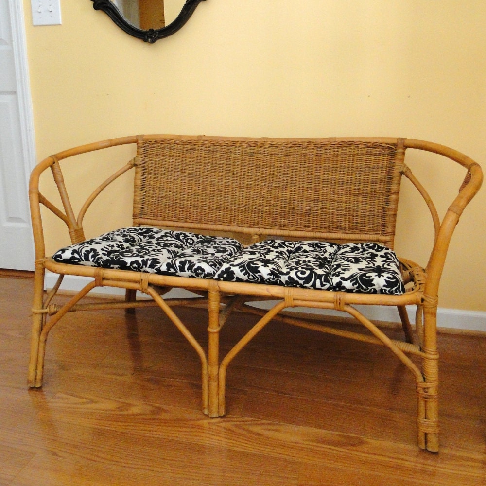 Vintage Settee Wicker Couch Rattan Boho Chic Seating Mid Century Bamboo Tahiti Tiki Lounge Retro Furnishings