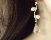 Copper Rutilated Quartz & 14k Gold Filled Leaves on a Branch Earrings