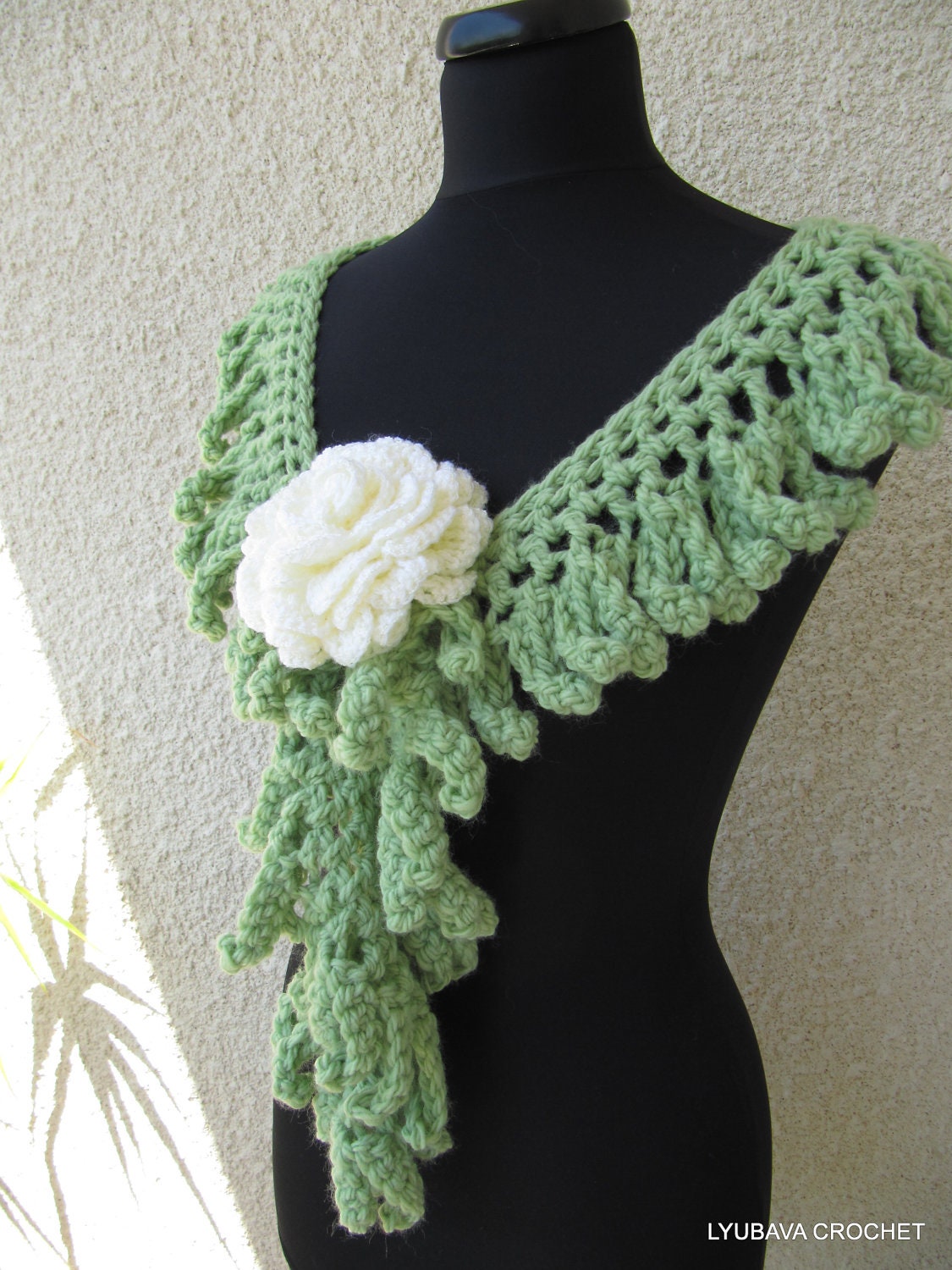 Crochet Scarf Tutorial Pattern Pdf File, Gorgeous & Unique Crochet Scarf Lariat "Chunky Fringe" PDF File, Lyubava Crochet Pattern number 48