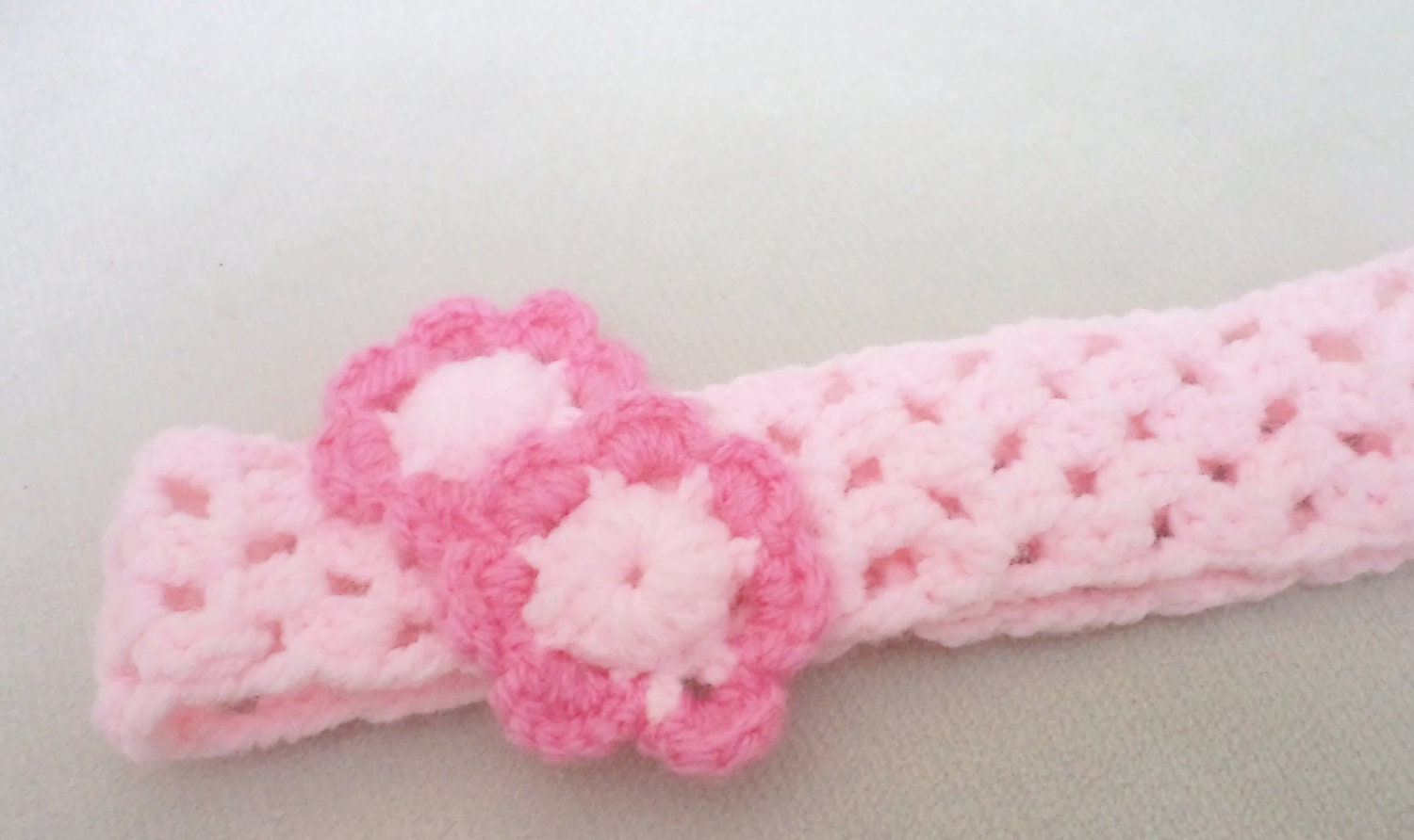 Girl Hand Crochet Headband Earwarmer,  School Accessories, Pink and Dark Pink.