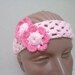 Girl Hand Crochet Headband Earwarmer,  School Accessories, Pink and Dark Pink.