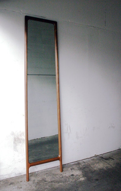 Rian Mid-Century Danish Modern inspired Full Length Hardwood Walnut Mirror
