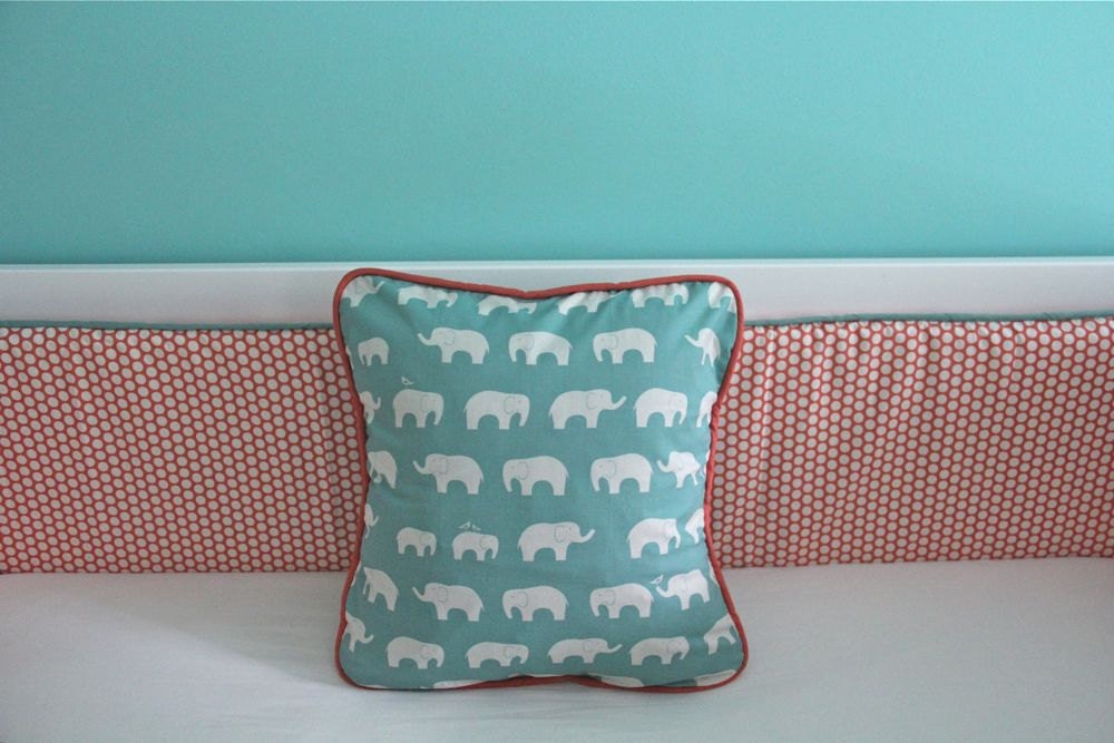 organic coral and aqua 7-piece bedding