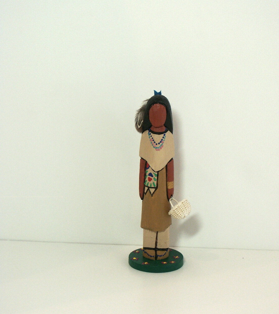 Cherokee Native American wooden doll miniature gift