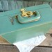 Pale Teal Vintage "Shortrip" Train Case Luggage with Key