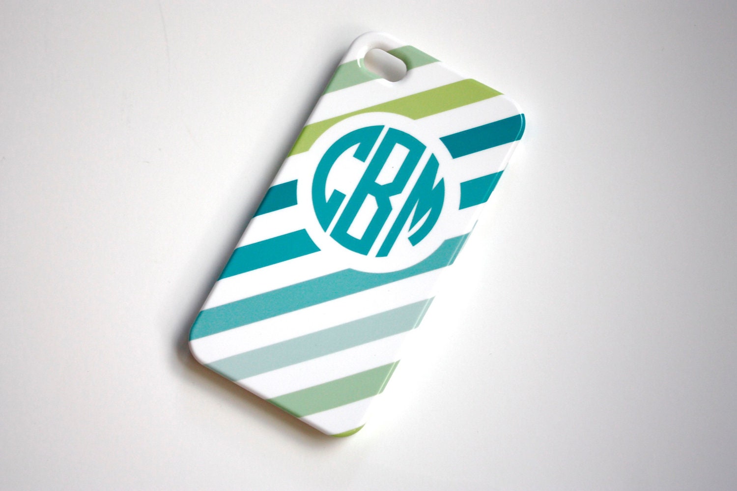 iPhone 5 or 4/4s Case - Custom Blue Striped, Monogrammed