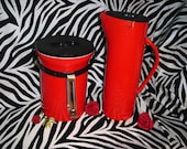 Mikasa Cocktail Set ,,,,Mid century Modern... Red Drink Pitcher and Ice Bucket  Set ...Takefuji Industrial ...Japan..Eames Era..M1