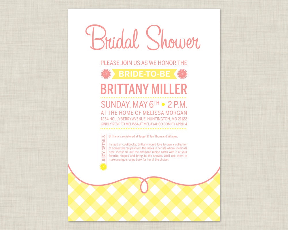 Pink Lemonade Bridal Shower Invitation / Summer Bridal Shower
