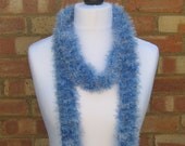 Blue Skinny Scarf Winter Fun Fur Boa Woman's Blue Scarf Crochet Scarf Boa