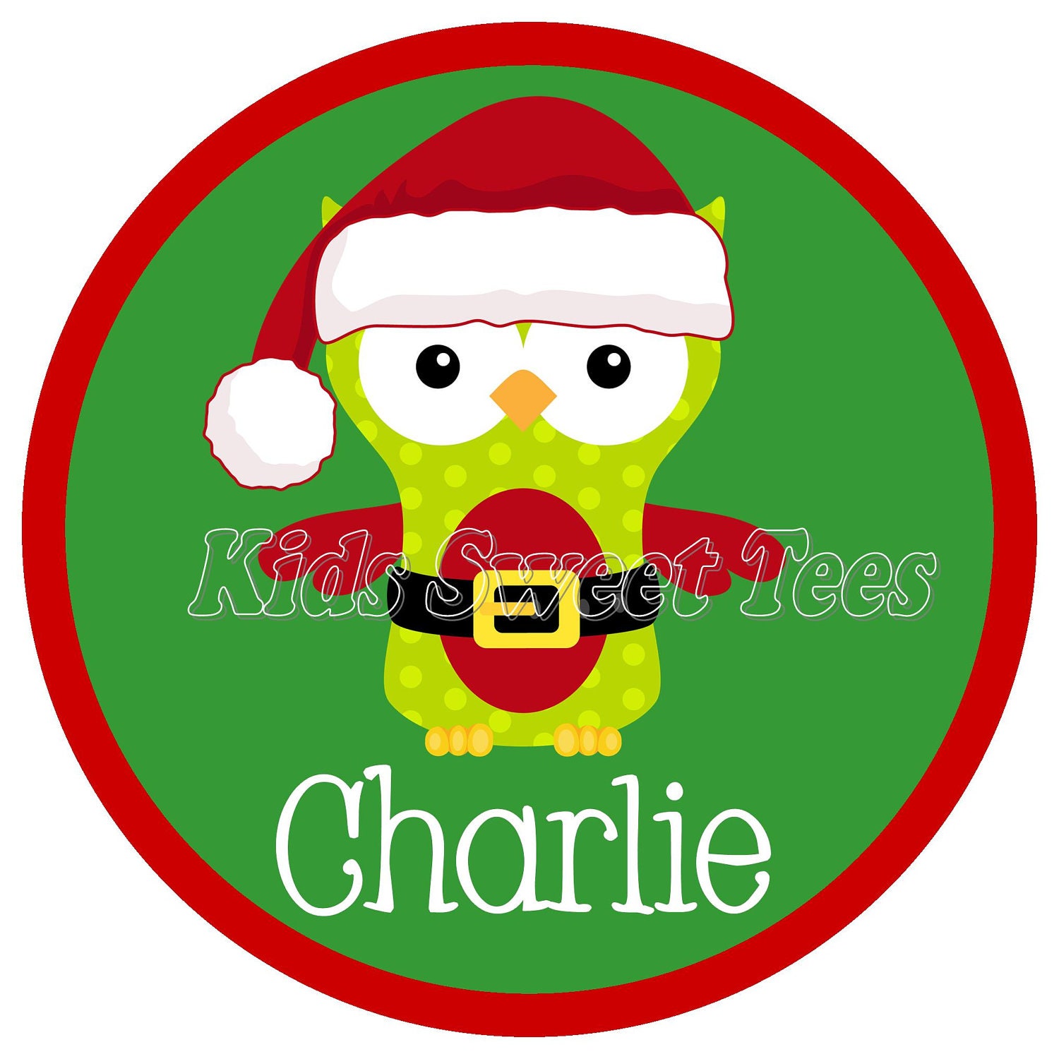Christmas Santa owl- personalized - digital image Il_570xn