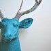 RESERVED 4 ROBIN Faux Taxidermy Deer Head wall mount in turquoise with silver antlers: Deerman the Deer Head