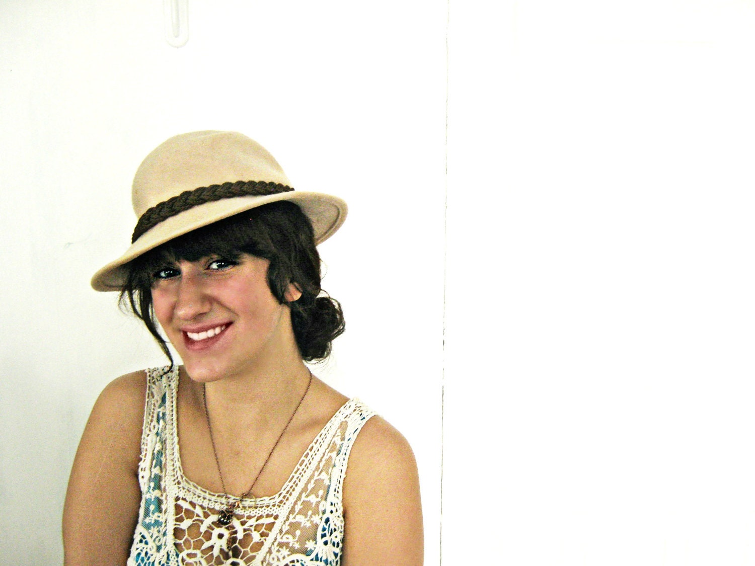1970s Fedora Hat / 100% Wool Hat / Camel / Autumn Hat