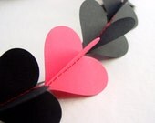 3D Garland - Black Hearts with a single Pink Heart-Paper Mobile-Kids-Baby-Nursery Decor-Crib Mobile-Wedding-Valentine-Gift