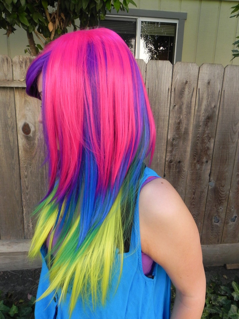 ON SALE Tropical Breeze / Neon Rainbow / Long Straight Layered Wig