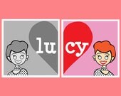 I Love Lucy - Original Artwork - Two 8.5" x 8.5" Nostalgic Lucille Ball Prints