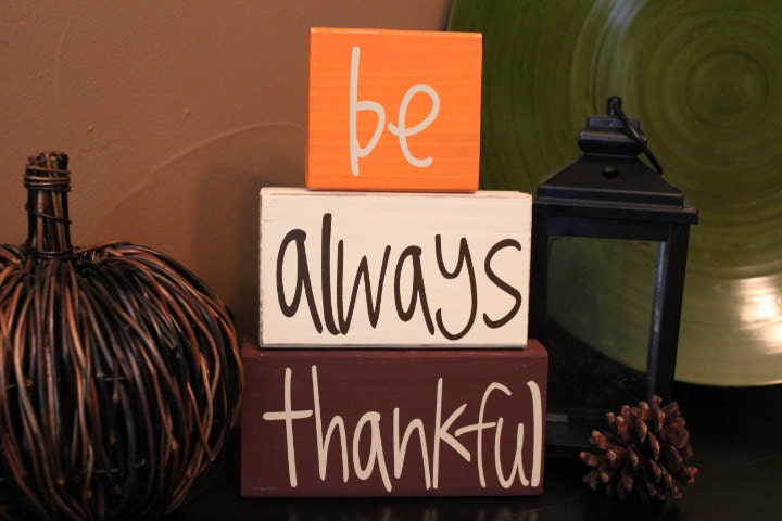 BE ALWAYS THANKFUL Fall Thanksgiving Wooden Block Sign Home Decor