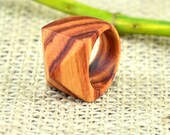 Handmade Wood Faceted Ring in Tulipwood