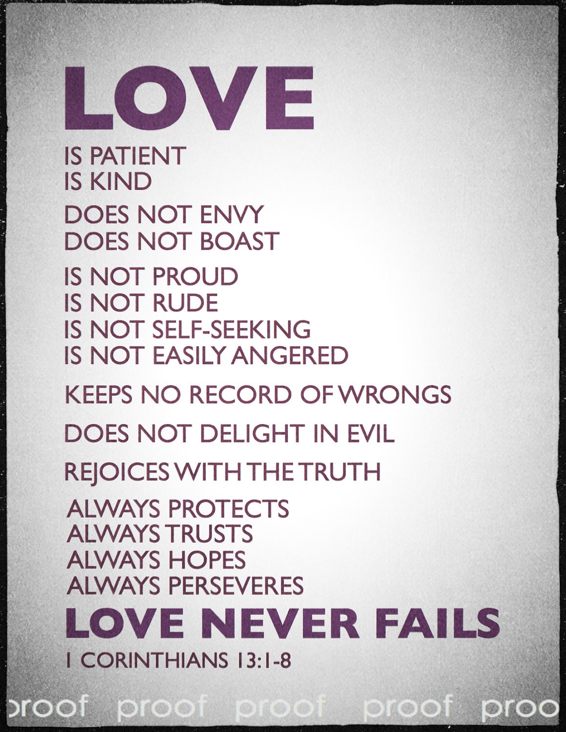 Items similar to 1 CORINTHIANS 13 Love Never Fails bible verse