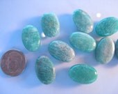 4 Brazilian Amazonite beads--18mm x 12mm smooth ovals. Beautiful blue green color. Great for Earrings