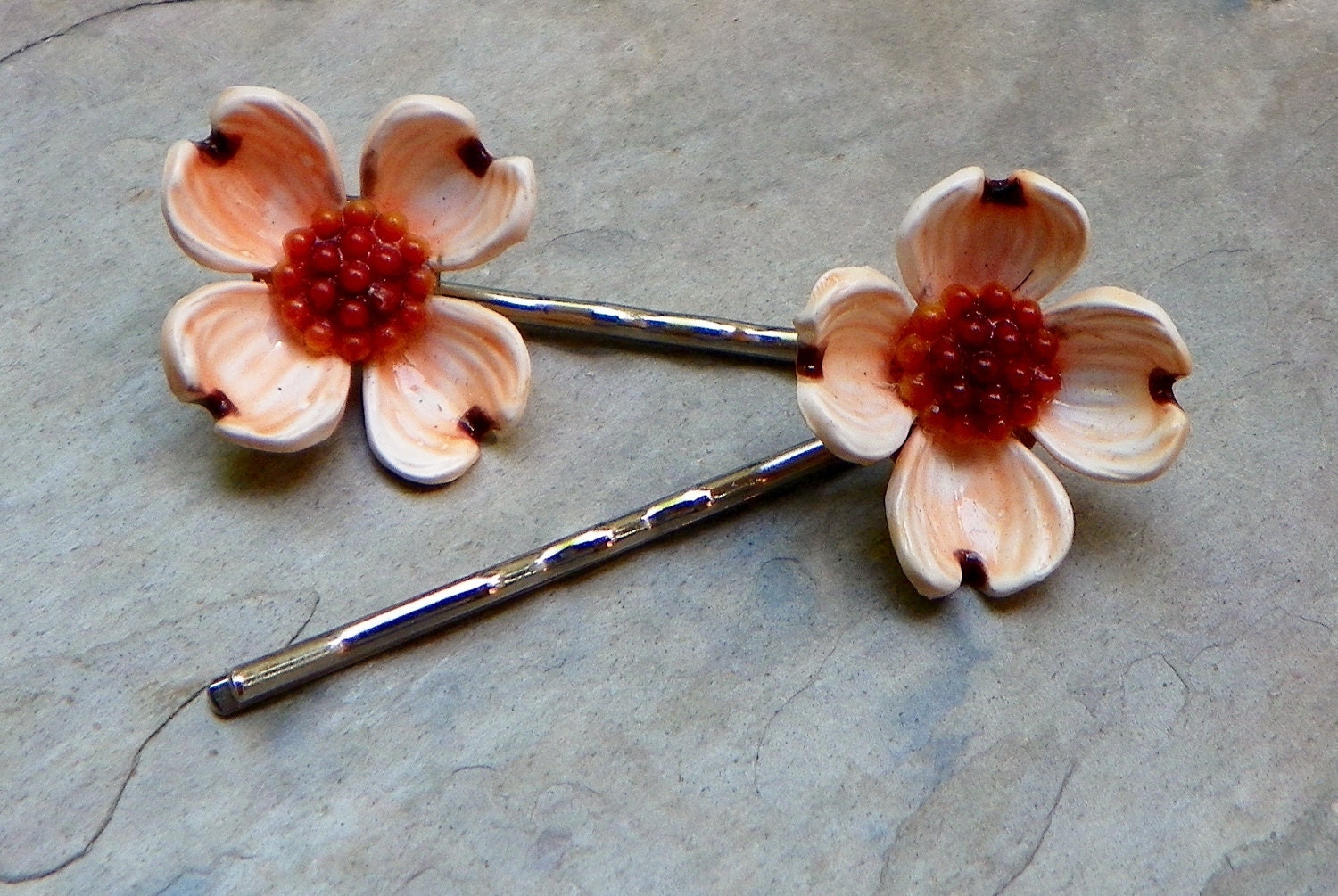 Vintage Spring Dogwood Celluloid Easter Bobby Pins