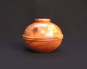 Apple wood pencil holder, wood turned vessel, richly figured and warm brown colors, small hollow form