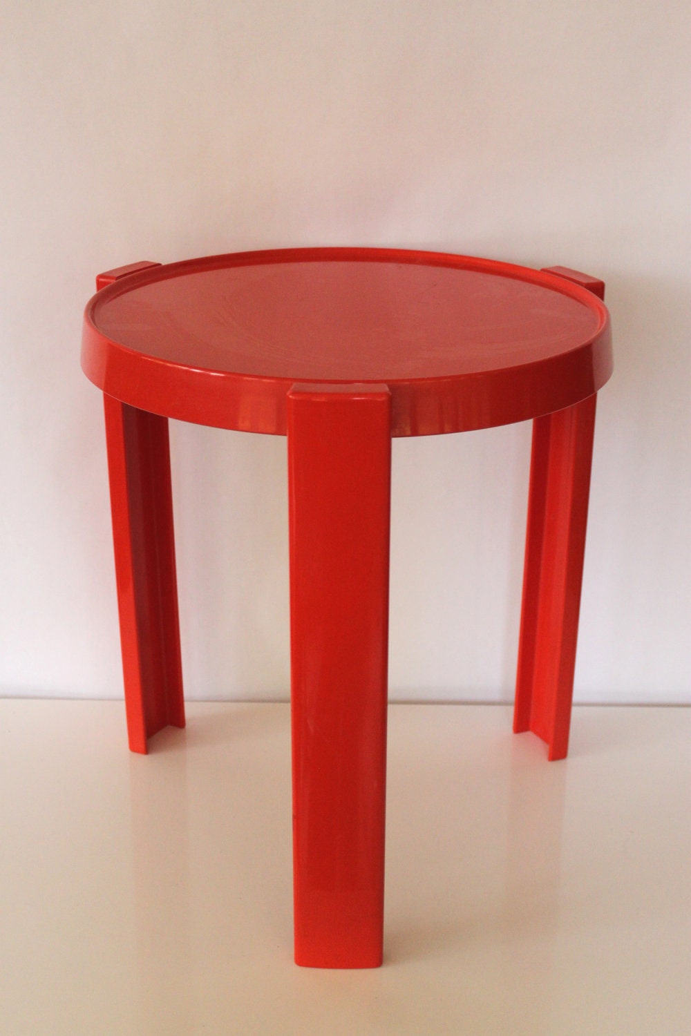 Mod Orange Plastic Side End Table by athomemodern on Etsy