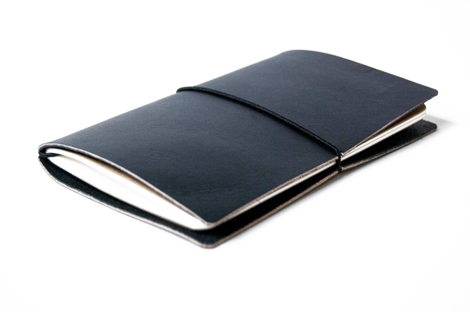 Leather Notebook Cover - Top grade, Veg-tanned, Black 100% Handmade