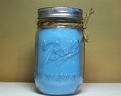 Blueberry Muffin Scented Candle, Blue Soy Candle in Mason Jar