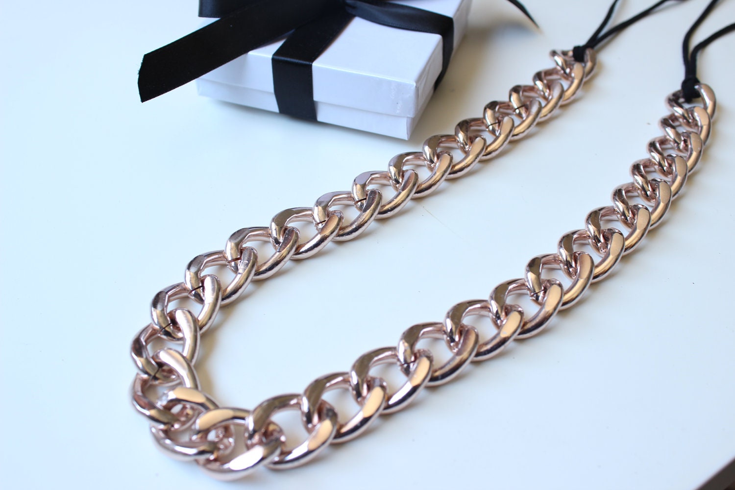 Short Rose Gold Chunky Curb Chain Necklace