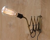 Vintage Industrial Scissor Lamp / Machine Age Accordion Light - HbernationRstoration
