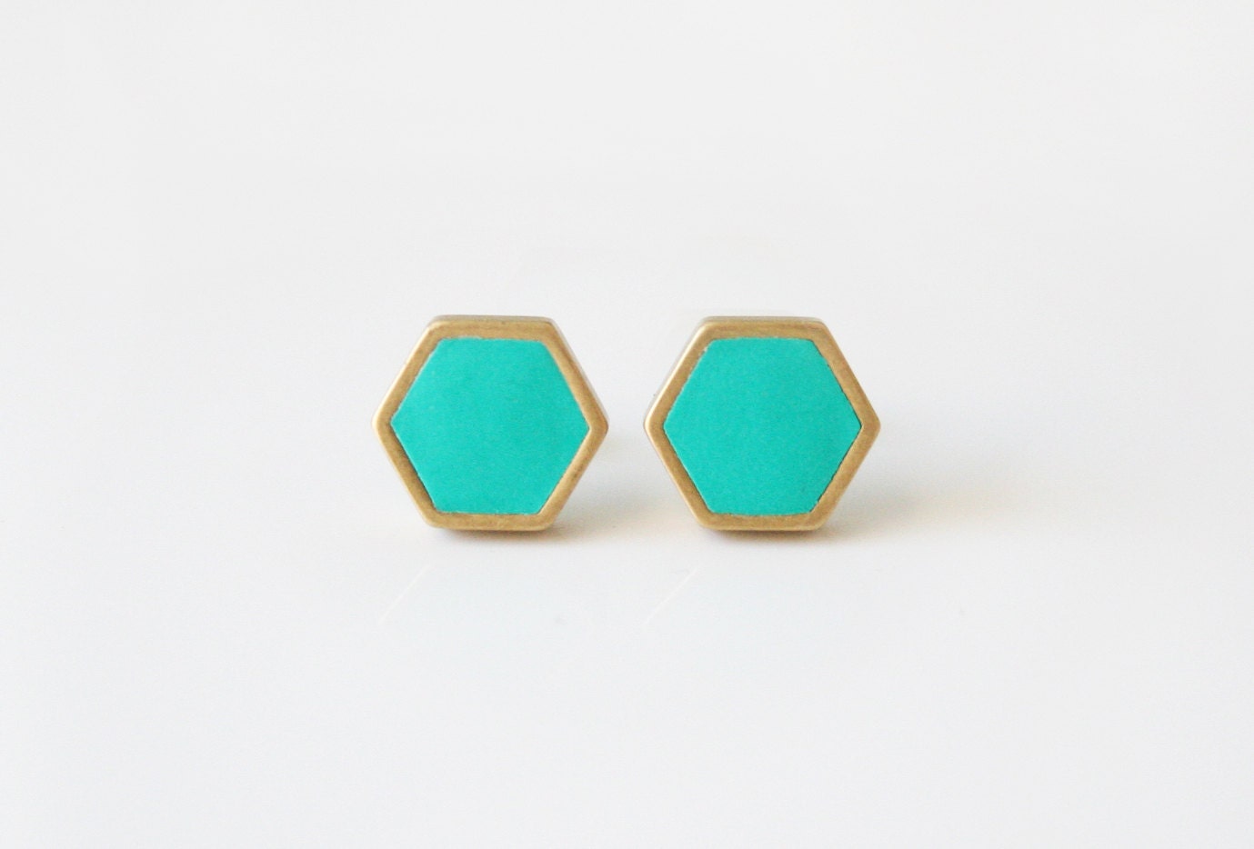 Turquoise hexagon stud earring