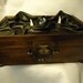 Jewelry Storage Organizer Desk Treasure Chest Leather Black Wood
