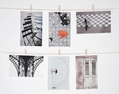 Postcard Set Paris Black and White Minimalist Collection Set of Six Prints 4x6 Framable Art - LoVedoArt