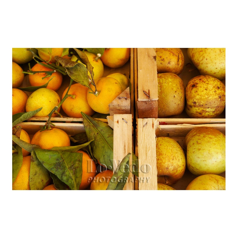 Tuscany Market Photo Apples and Oranges Harvest Gold Autumn Colors Toscana Italy Travel Photography Farmers Market 8x12 Small Print