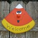 Fall / Halloween Hand Painted Wooden White, Yellow and Orange Candy Corn "Welcome" Sign OOAK
